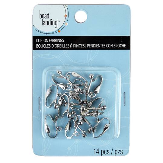 Bead Landing Clip On Earrings With Loop Rhodium Bead Landing Clip On Earrings With Loop Rhodium